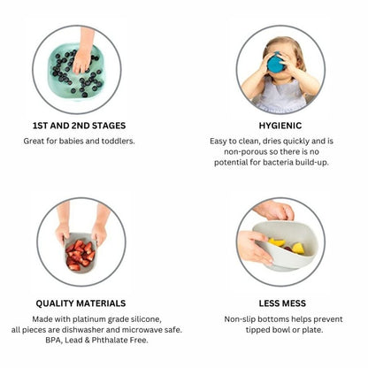 مجموعة طعام سيليكون من 4 قطع بتصميم غابة