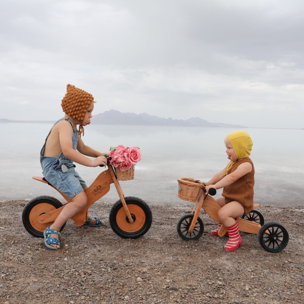 Bamboo Balance Bike Adventure Bundle (White Helmet + Crate Basket)