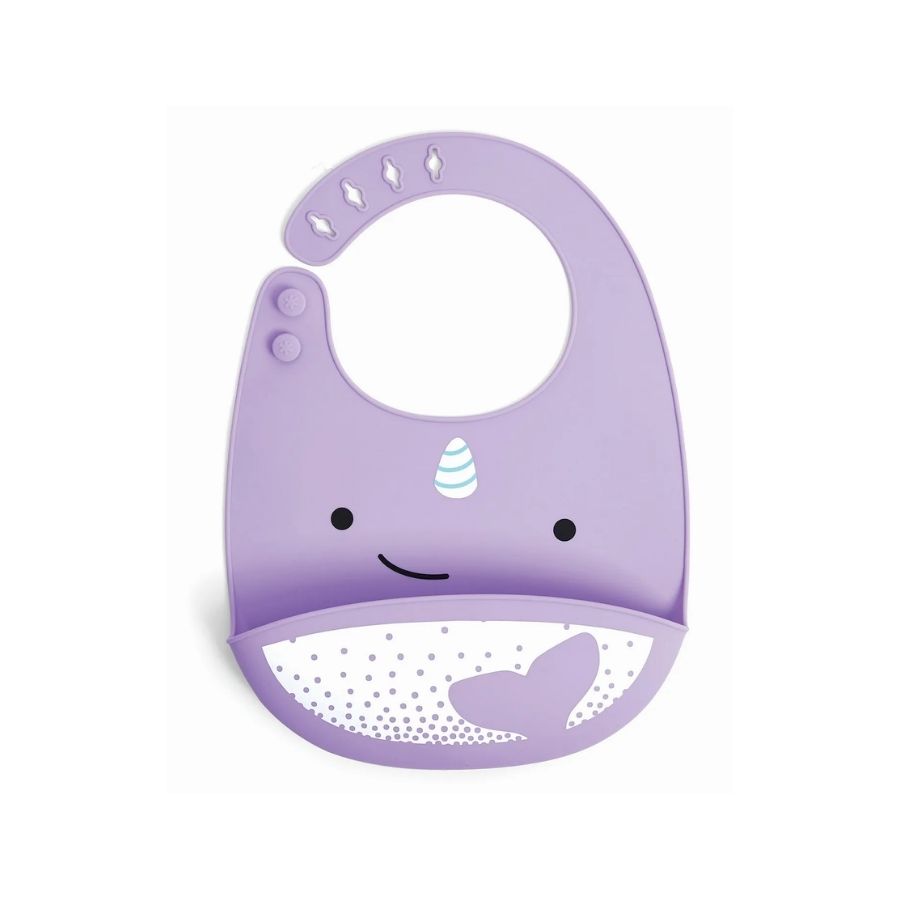 Skip Hop Zoo Fold & Go Silicone Bib Narwhal