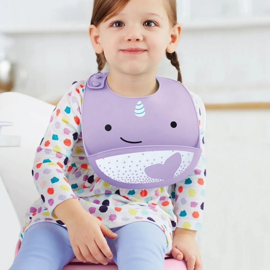 Skip Hop Zoo Fold & Go Silicone Bib Narwhal