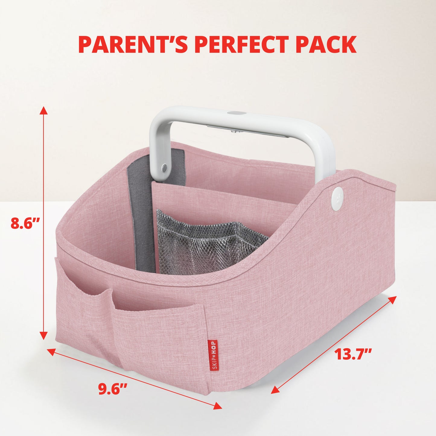 Light Up Diaper Caddy Heather Pink