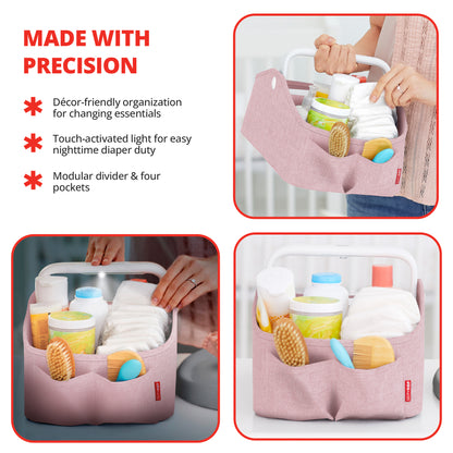 Light Up Diaper Caddy Heather Pink