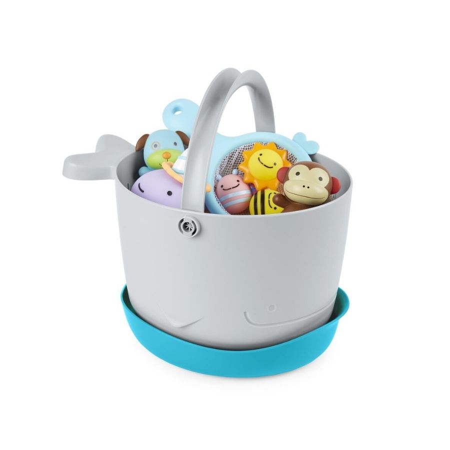 Skip Hop Moby Stowaway Bath Toy Bucket White Blue
