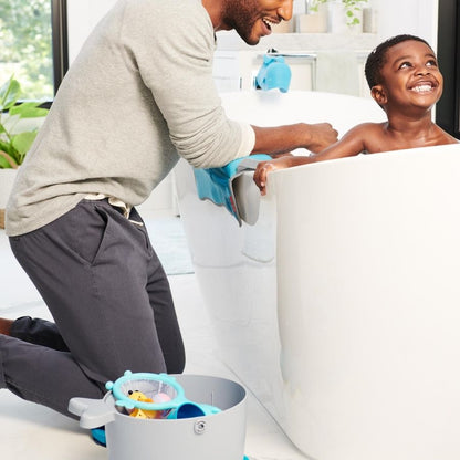 Skip Hop Moby Stowaway Bath Toy Bucket White Blue