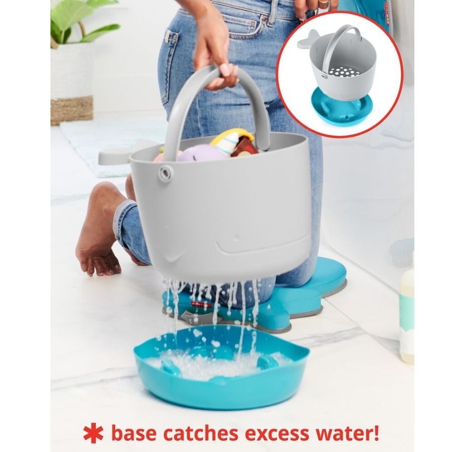 Skip Hop Moby Stowaway Bath Toy Bucket White Blue