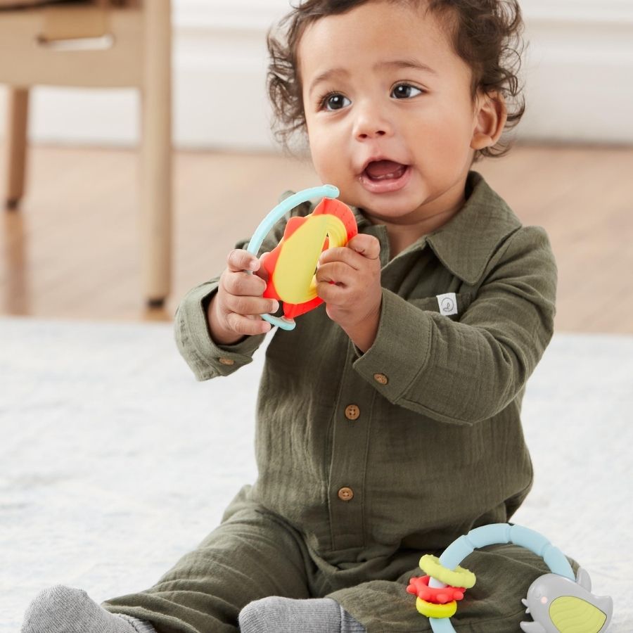 Skip Hop Silver Lining Cloud Teethe & Play Toy Sun Light Blue Orange