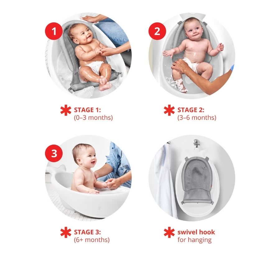 حوض استحمام موبي سمارت سلينج ثلاثي المراحل باللون الأبيض