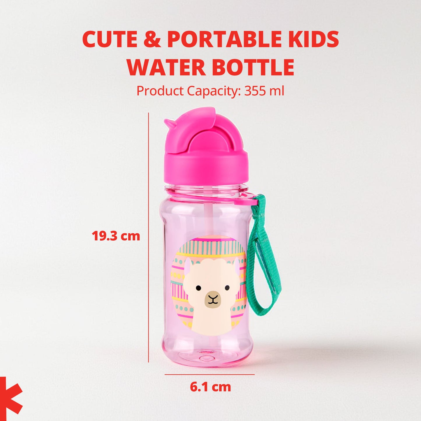Kids Straw Bottle 350 ml - Zoo Style