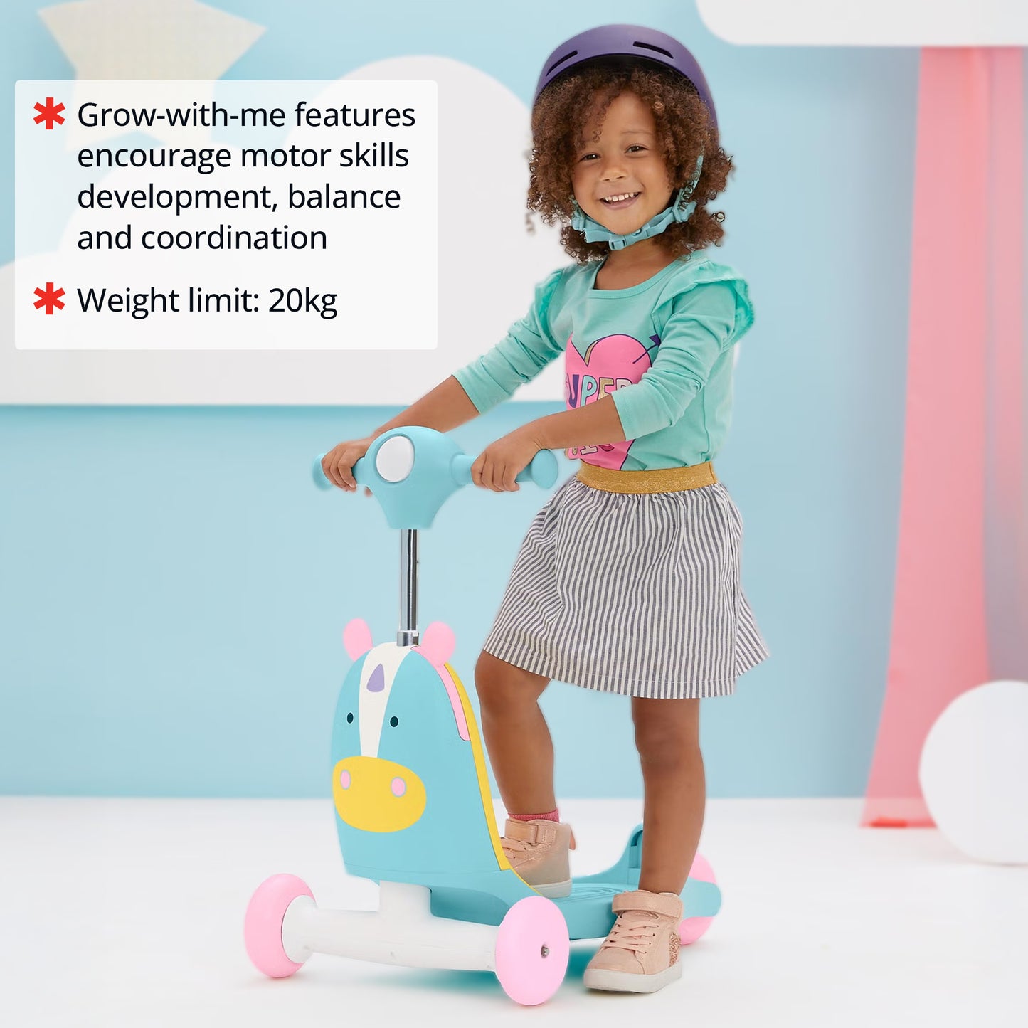 Skip Hop Zoo 3-in-1 RideOn Toy for Kids - Push-and-Ride Animal Walker Durable Toddler
