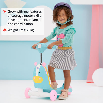 Skip Hop Zoo 3-in-1 RideOn Toy for Kids - Push-and-Ride Animal Walker Durable Toddler