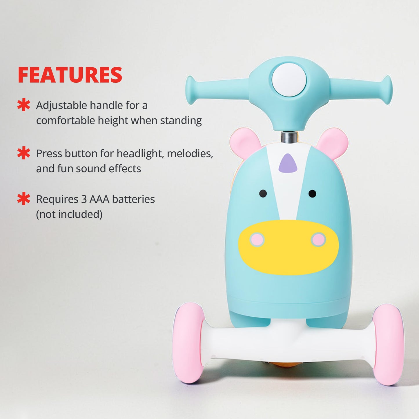 Skip Hop Zoo 3-in-1 RideOn Toy for Kids - Push-and-Ride Animal Walker Durable Toddler