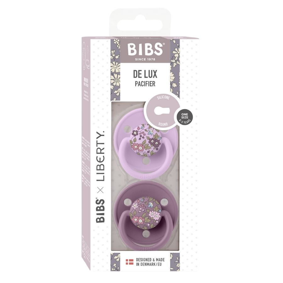 Bibs x Liberty 2 Pack De Lux Chamomile Lawn Silicone Onesize Mauve Mix