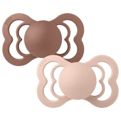 Supreme 2 Pack Silicone Pacifier Soother Set for Babies - Durable Comfortable Nipples