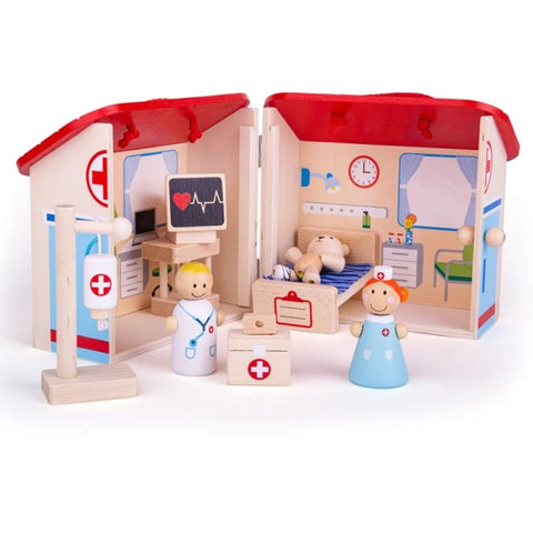 Bigjigs | Mini Hospital Playset | Wooden Kids Toys | Age 3 Years+