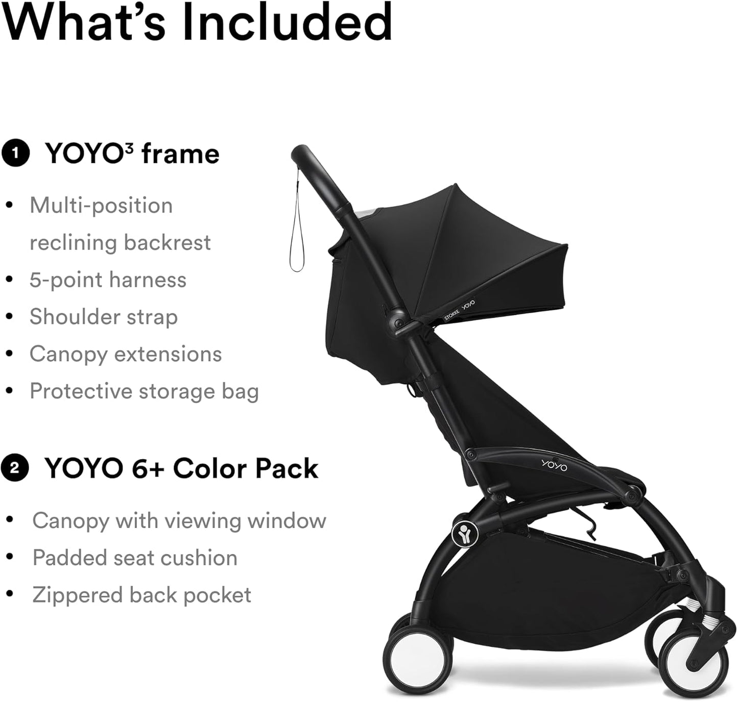 YOYO3 Full Stroller with Frame & 6+ Color Pack