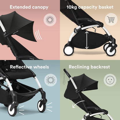 YOYO3 Full Stroller with White Frame & 6+ Color Pack