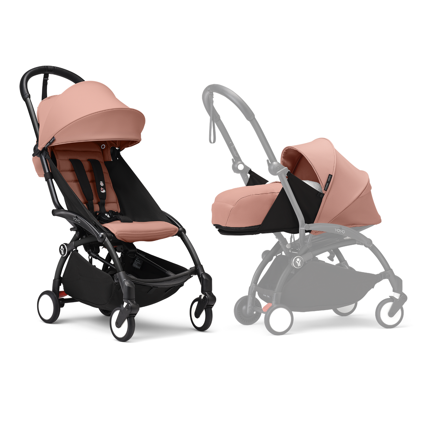 YOYO3 Full Stroller with Black Frame, 0+ Newborn and 6+ Color Pack