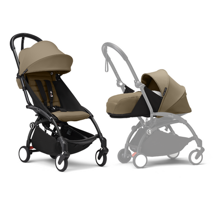 YOYO3 Full Stroller with Black Frame, 0+ Newborn and 6+ Color Pack
