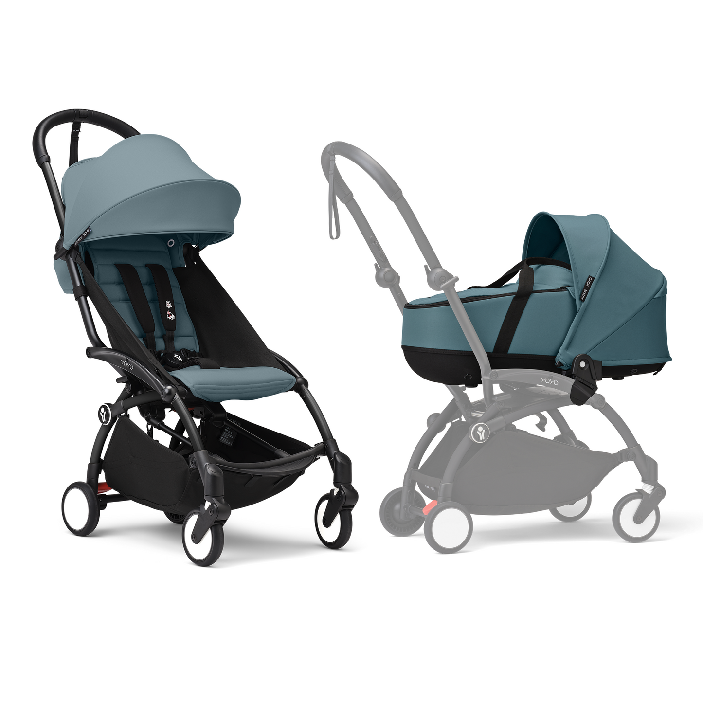 YOYO3 Full Stroller with Black Frame, Newborn Shell and 6+ Color Pack