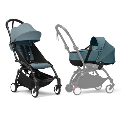 YOYO3 Full Stroller with Black Frame, Newborn Shell and 6+ Color Pack