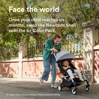 YOYO3 Full Stroller with Black Frame, Newborn Shell and 6+ Color Pack