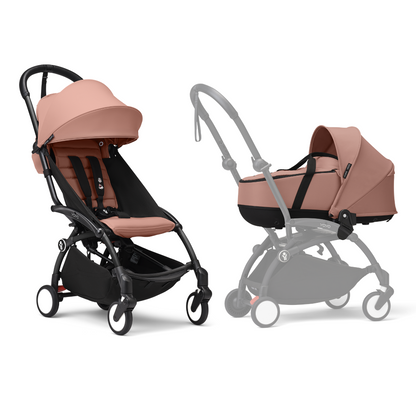 YOYO3 Full Stroller with Black Frame, Newborn Shell and 6+ Color Pack