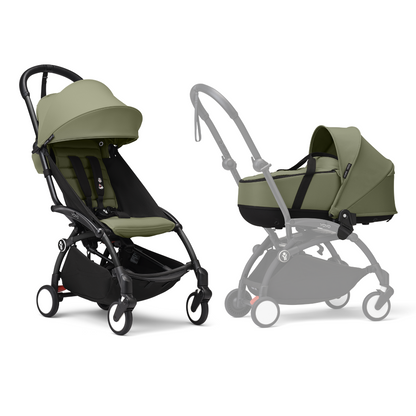 YOYO3 Full Stroller with Black Frame, Newborn Shell and 6+ Color Pack