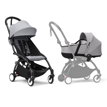 YOYO3 Full Stroller with Black Frame, Newborn Shell and 6+ Color Pack
