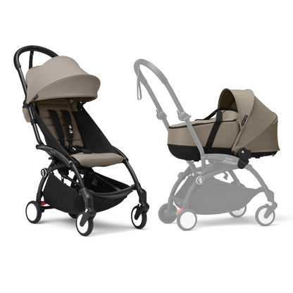 YOYO3 Full Stroller with Black Frame, Newborn Shell and 6+ Color Pack