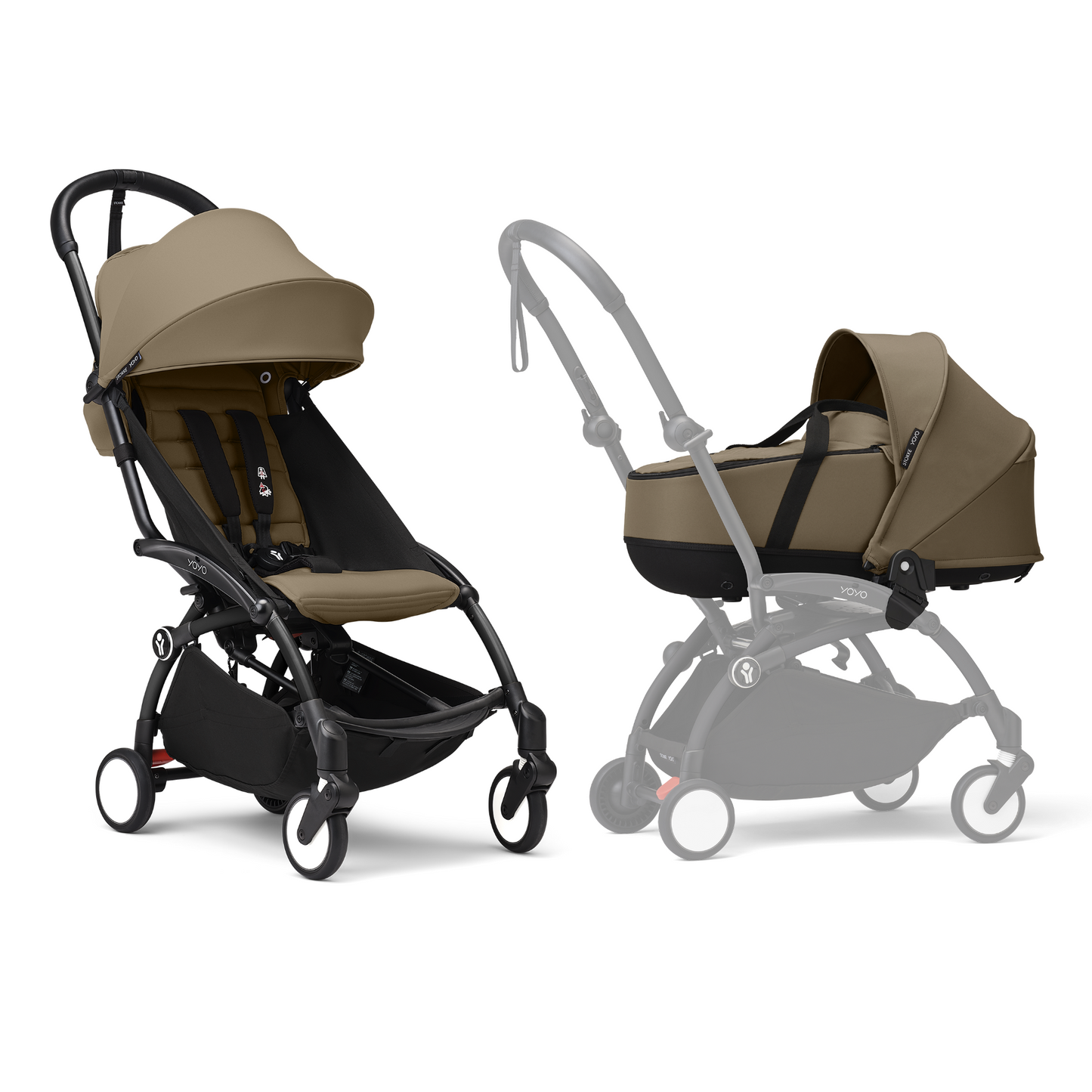 YOYO3 Full Stroller with Black Frame, Newborn Shell and 6+ Color Pack