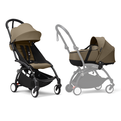 YOYO3 Full Stroller with Black Frame, Newborn Shell and 6+ Color Pack