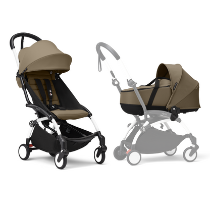 YOYO3 Full Stroller with White Frame, Newborn Shell and 6+ Color Pack
