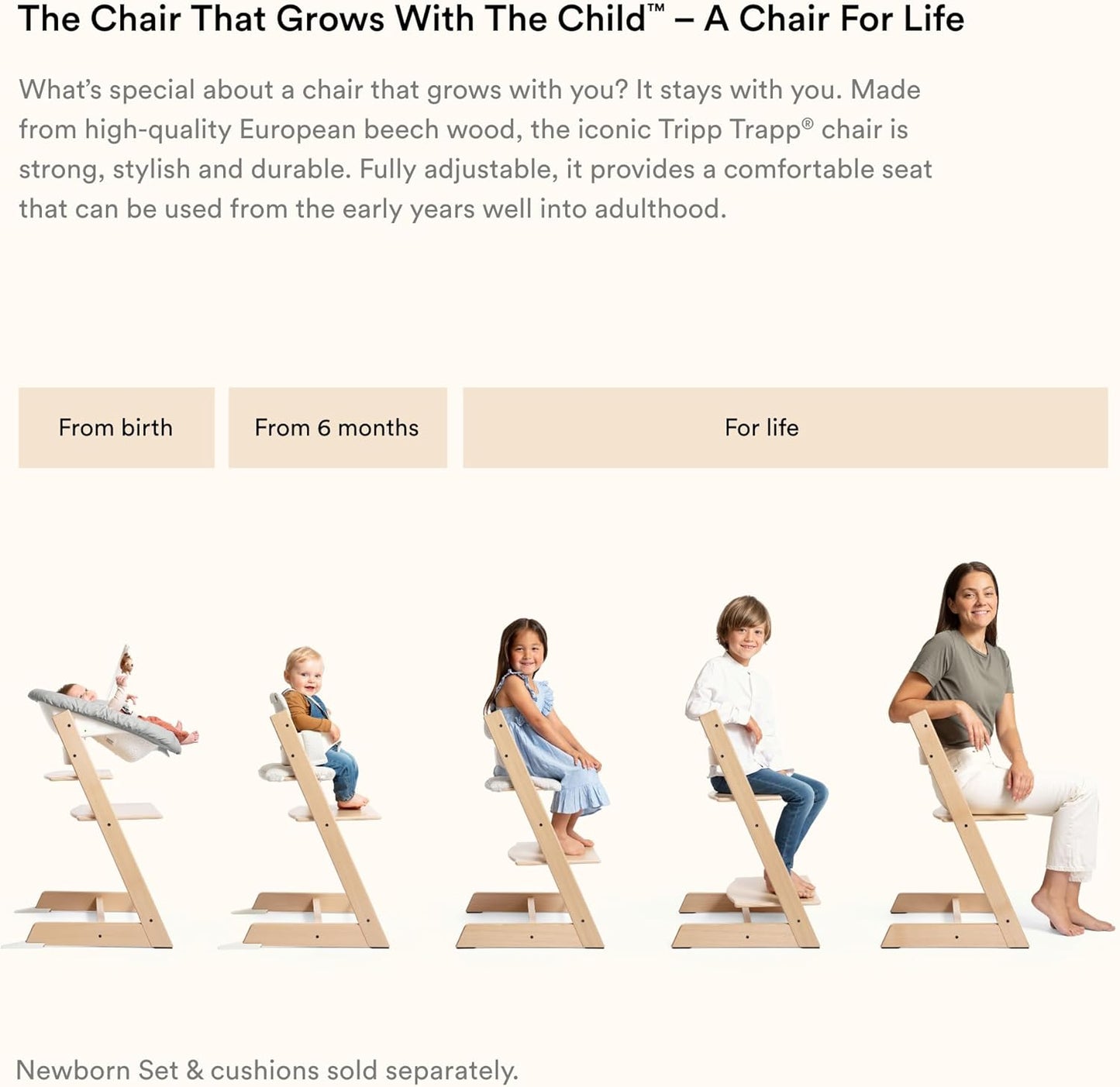 Tripp Trapp Chair, Baby Set & Cushion Bundle