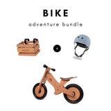 Bamboo Balance Bike Adventure Bundle (Blue Helmet + Crate Basket)