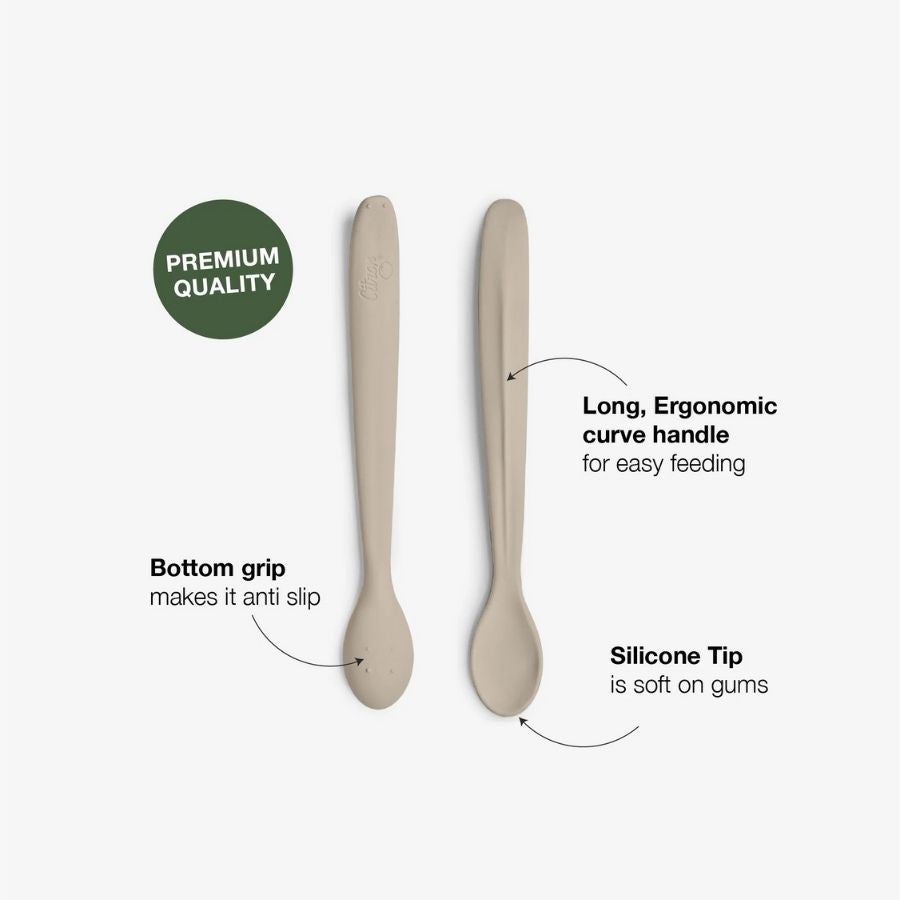 Citron Silicone Feeding Spoon Set of 2 — Includes Long and Short Styles