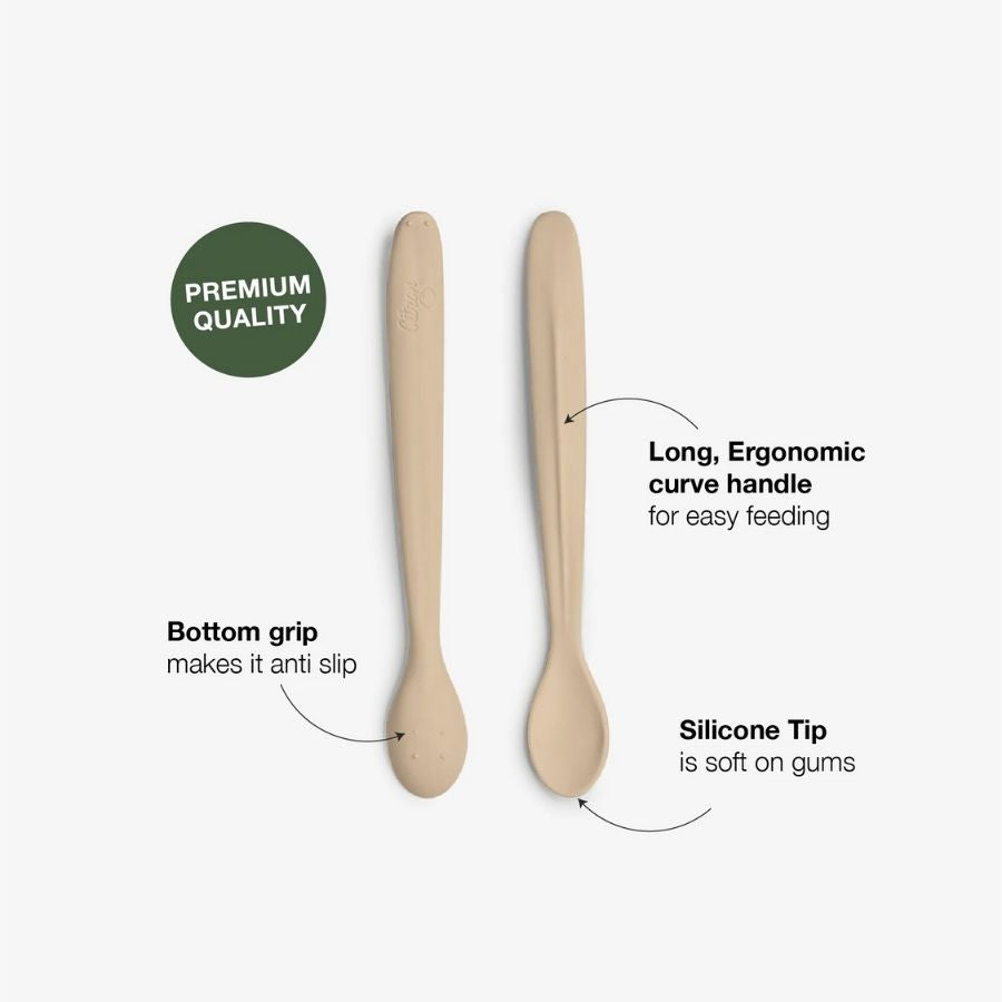 Citron Silicone Feeding Spoon Set of 2 — Includes Long and Short Styles