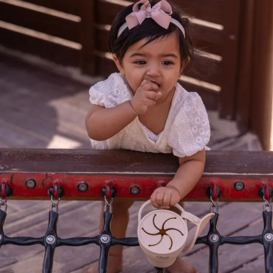 Citron Spill Free Snack Cup for Toddlers with Leak-Resistant Lid and Easy-Grip Design