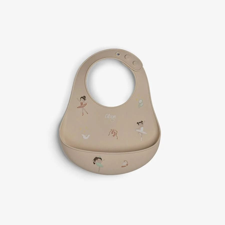 Citron Silicone Bib for Babies and Toddlers, Waterproof Easy-Clean Mealtime Bib