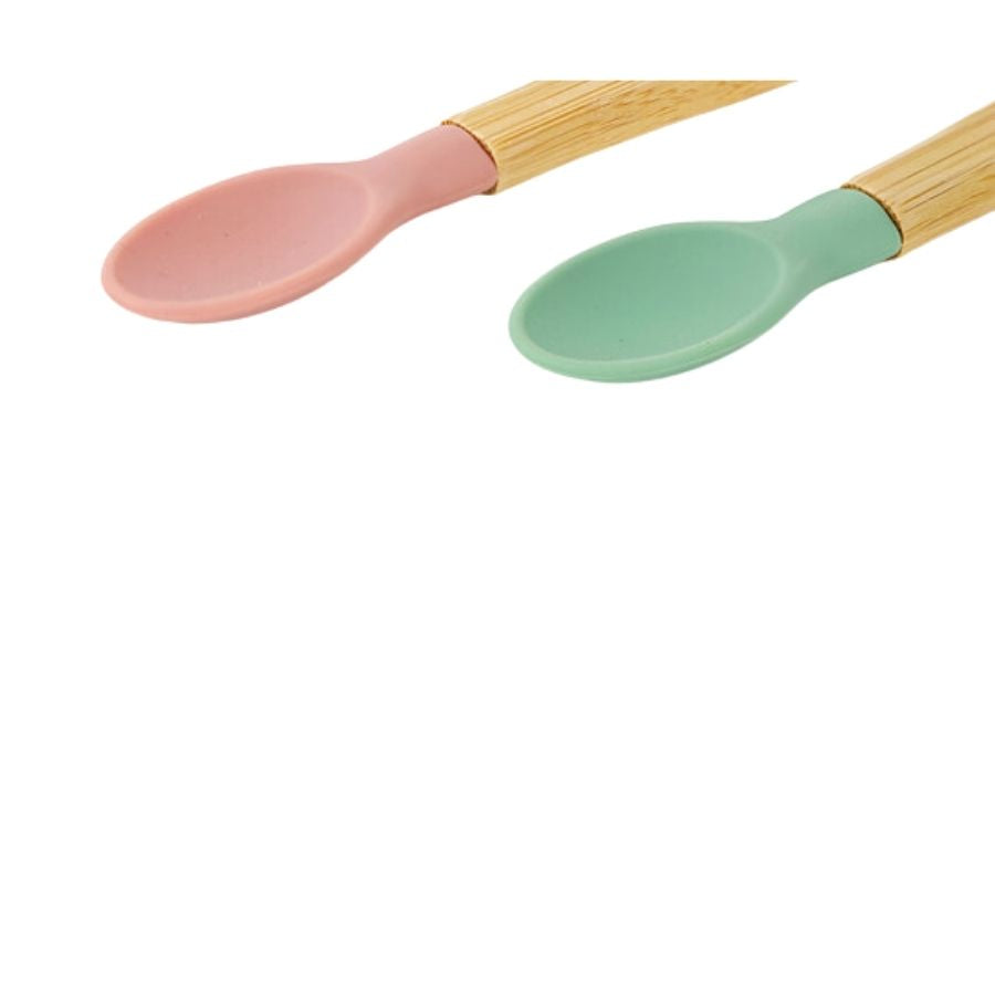 Citron Organic Bamboo Spoons Set of 2 Green Blush Pink
