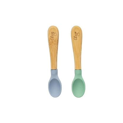 Citron Organic Bamboo Spoons Set of 2 Green Dusty Blue