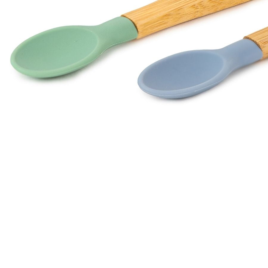 Citron Organic Bamboo Spoons Set of 2 Green Dusty Blue