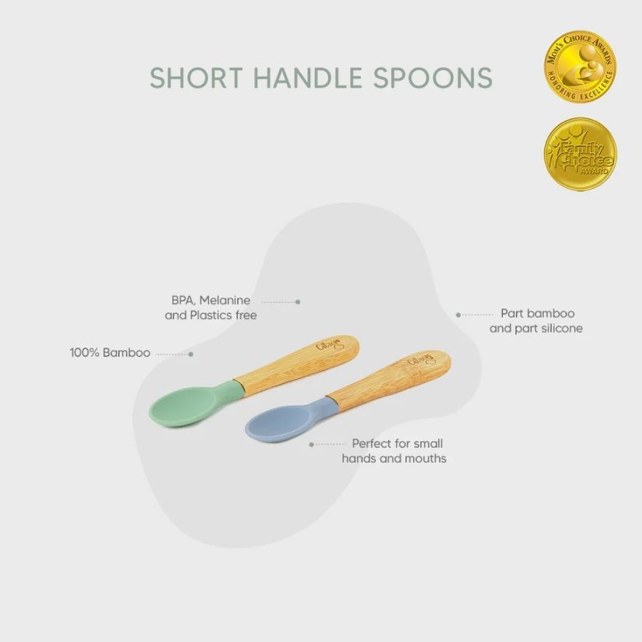 Citron Organic Bamboo Spoons Set of 2 Green Dusty Blue