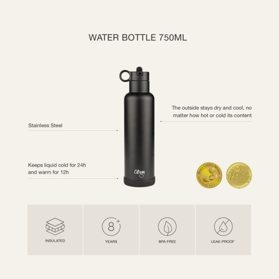 Stainless Steel Insulated Water Bottle and Food Jar — Leakproof Portable Vacuum