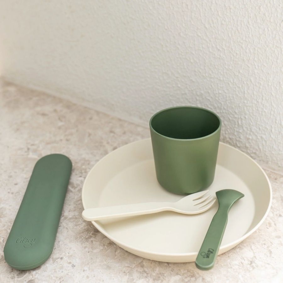 Citron PLA Tableware Set of Bowls and Cups — Eco-Friendly Reusable Dinnerware for Kids