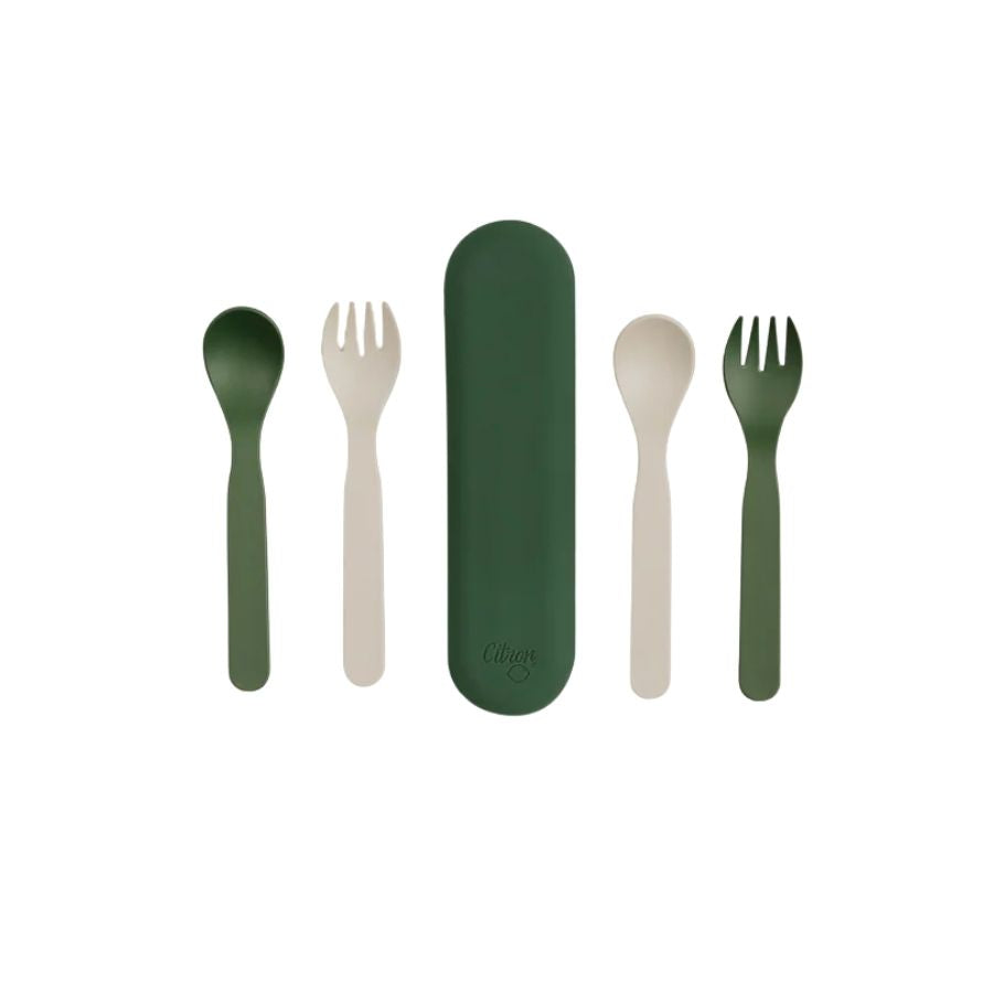 Citron PLA Cutlery Set of 2 and Case Sustainable Tableware for On-the-Go