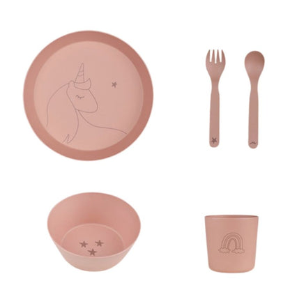 Citron PLA Tableware and Cutlery Set with Case - Sustainable Reusable Kids Dinnerware