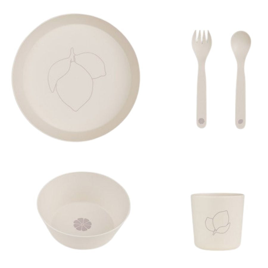 Citron PLA Tableware and Cutlery Set with Case - Sustainable Reusable Kids Dinnerware