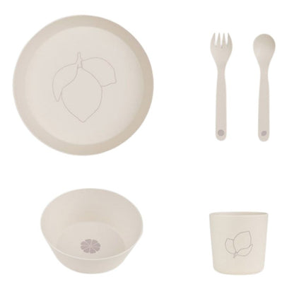Citron PLA Tableware and Cutlery Set with Case - Sustainable Reusable Kids Dinnerware