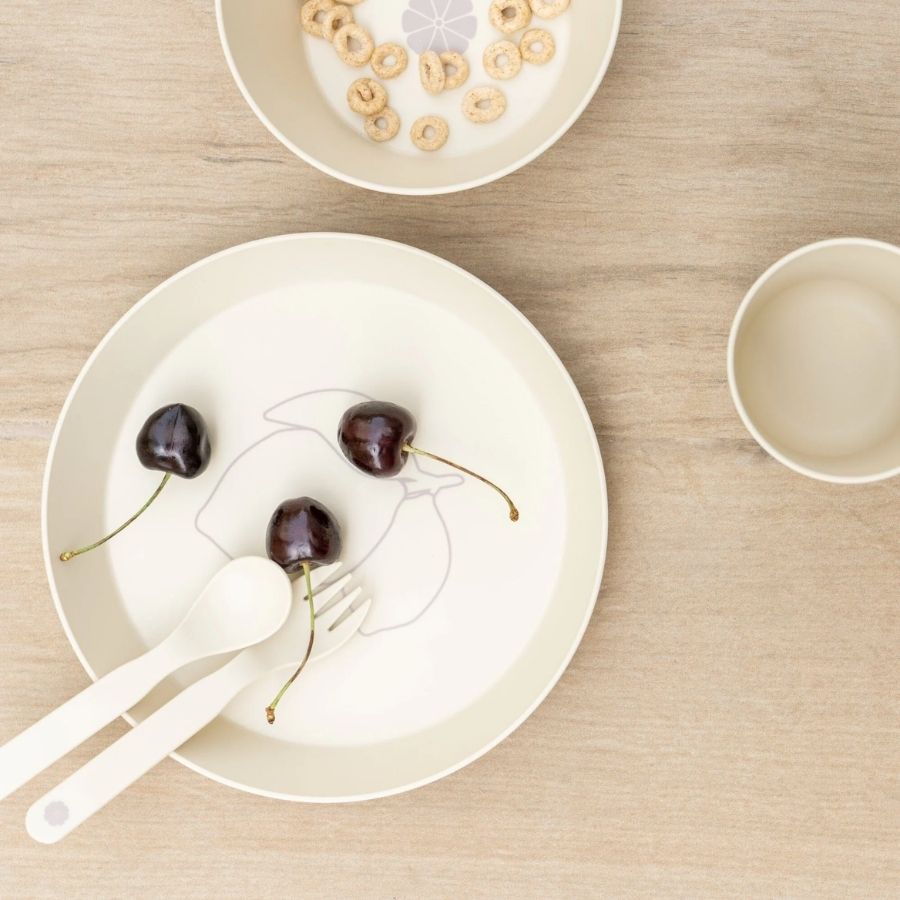 Citron PLA Tableware and Cutlery Set with Case - Sustainable Reusable Kids Dinnerware