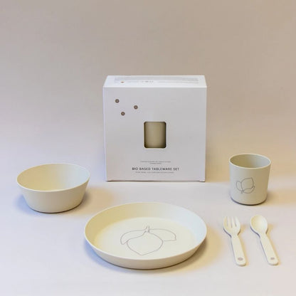 Citron PLA Tableware and Cutlery Set with Case - Sustainable Reusable Kids Dinnerware